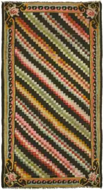 Moldovian Klasik Göbekli Multi Pamuk Üzerine Yün El Dokuma Kilim-152x267