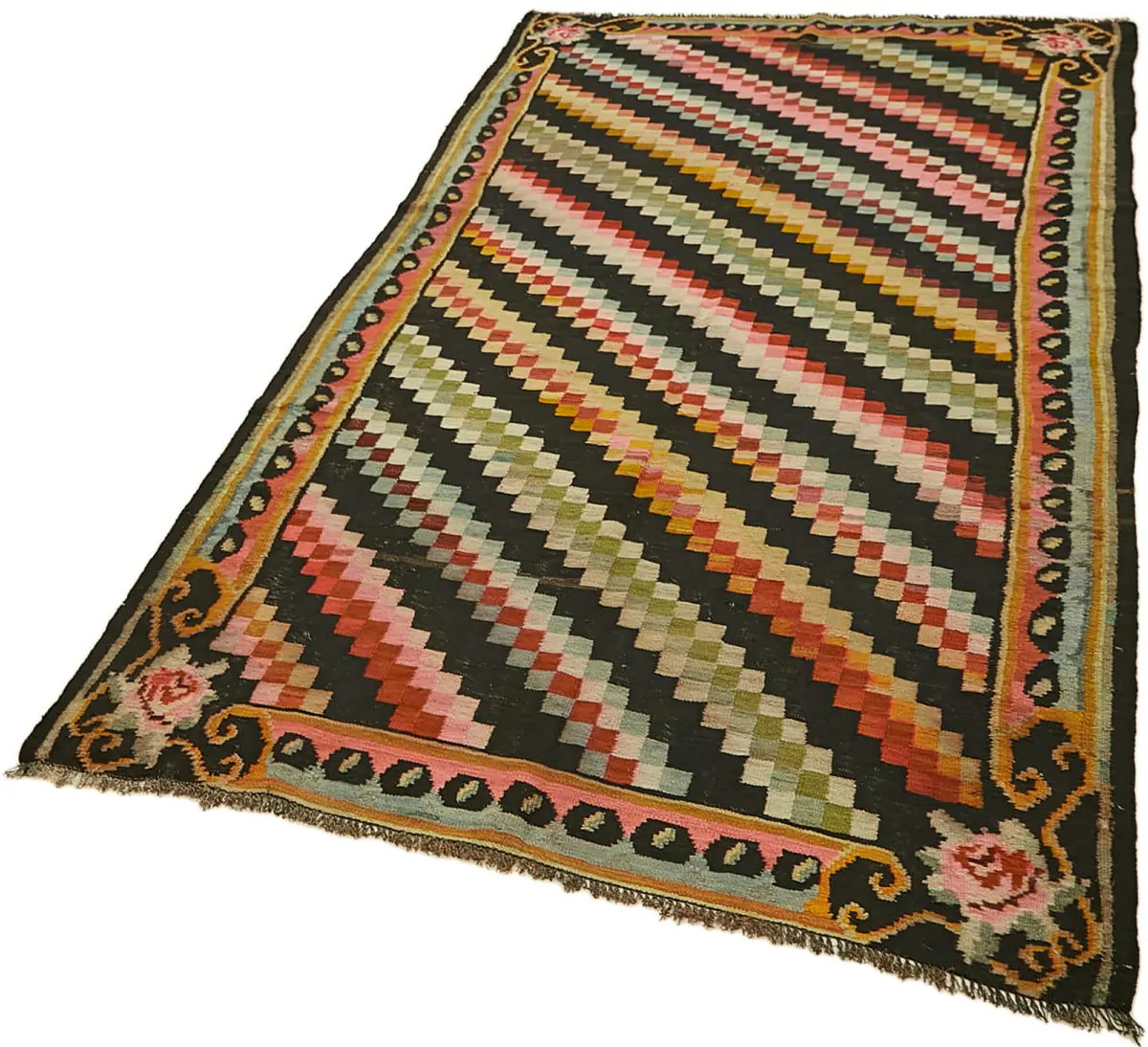 Moldovian Klasik Göbekli Multi Pamuk Üzerine Yün El Dokuma Kilim-152x267 - Görsel 3