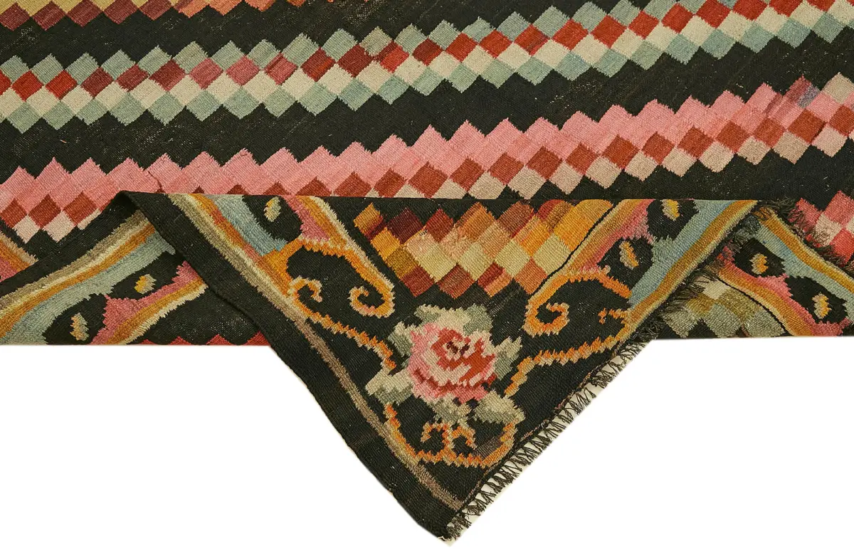 Moldovian Klasik Göbekli Multi Pamuk Üzerine Yün El Dokuma Kilim-152x267 - Görsel 6