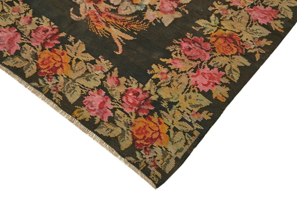 Moldovian Klasik Göbekli Multi Pamuk Üzerine Yün El Dokuma Kilim-166x344 - Görsel 4