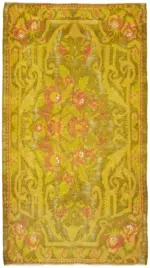 Moldovian Klasik Göbekli Sarı Pamuk Üzerine Yün El Dokuma Kilim-168x290