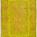 Moldovian Klasik Göbekli Sarı Pamuk Üzerine Yün El Dokuma Kilim-196x300