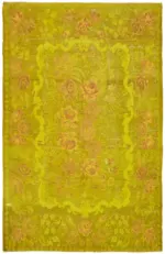 Moldovian Klasik Göbekli Sarı Pamuk Üzerine Yün El Dokuma Kilim-196x300