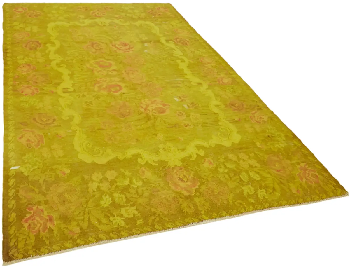 Moldovian Klasik Göbekli Sarı Pamuk Üzerine Yün El Dokuma Kilim-196x300 - Görsel 2