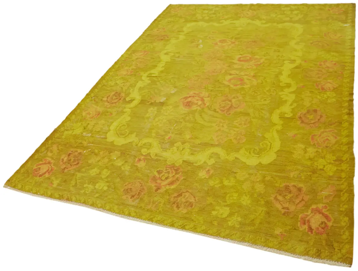 Moldovian Klasik Göbekli Sarı Pamuk Üzerine Yün El Dokuma Kilim-196x300 - Görsel 3