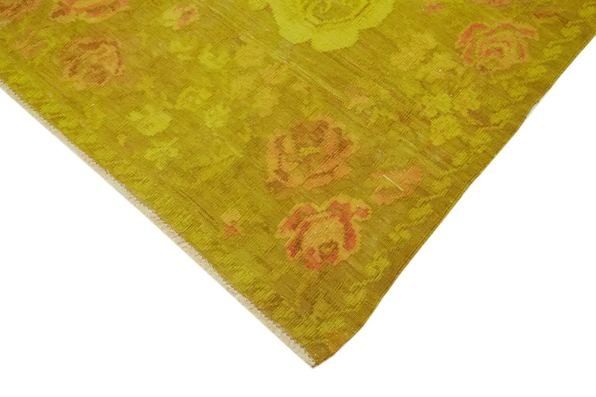 Moldovian Klasik Göbekli Sarı Pamuk Üzerine Yün El Dokuma Kilim-196x300 - Görsel 4