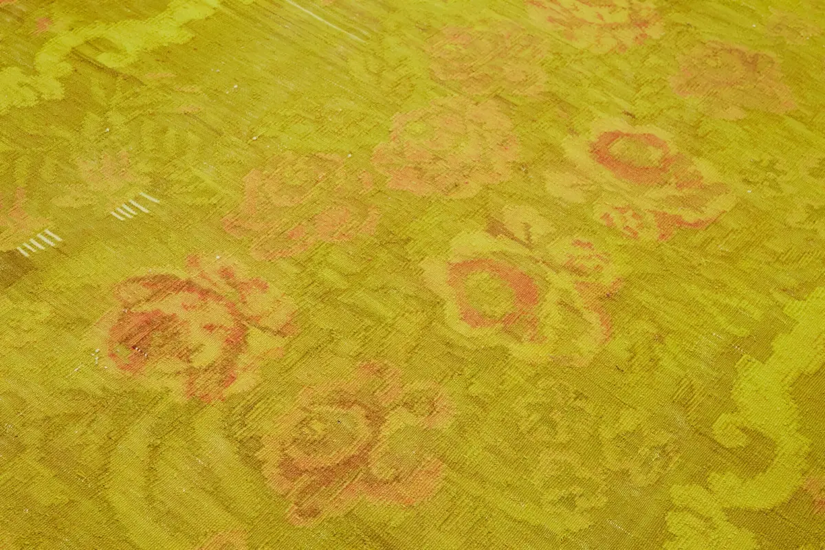 Moldovian Klasik Göbekli Sarı Pamuk Üzerine Yün El Dokuma Kilim-196x300 - Görsel 5