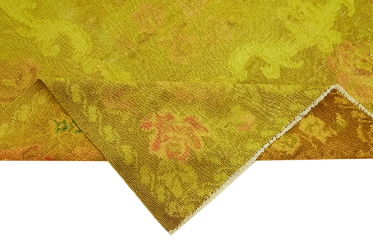 Moldovian Klasik Göbekli Sarı Pamuk Üzerine Yün El Dokuma Kilim-196x300 - Görsel 6