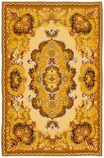 Moldovian Klasik Göbekli Kahverengi Pamuk Üzerine Yün El Dokuma Kilim-196x288