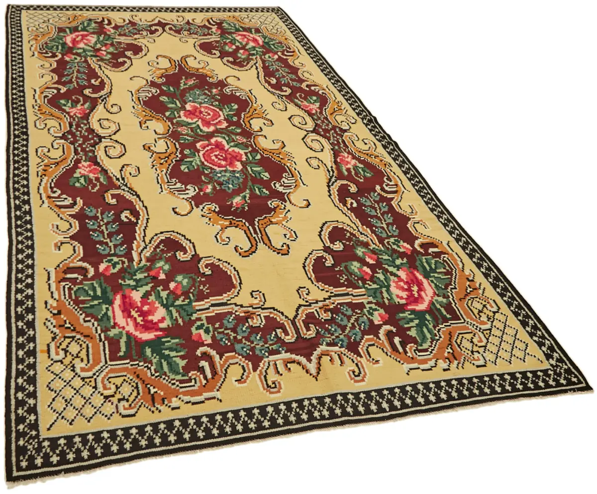 Moldovian Klasik Göbekli Multi Pamuk Üzerine Yün El Dokuma Kilim-172x307 - Görsel 2