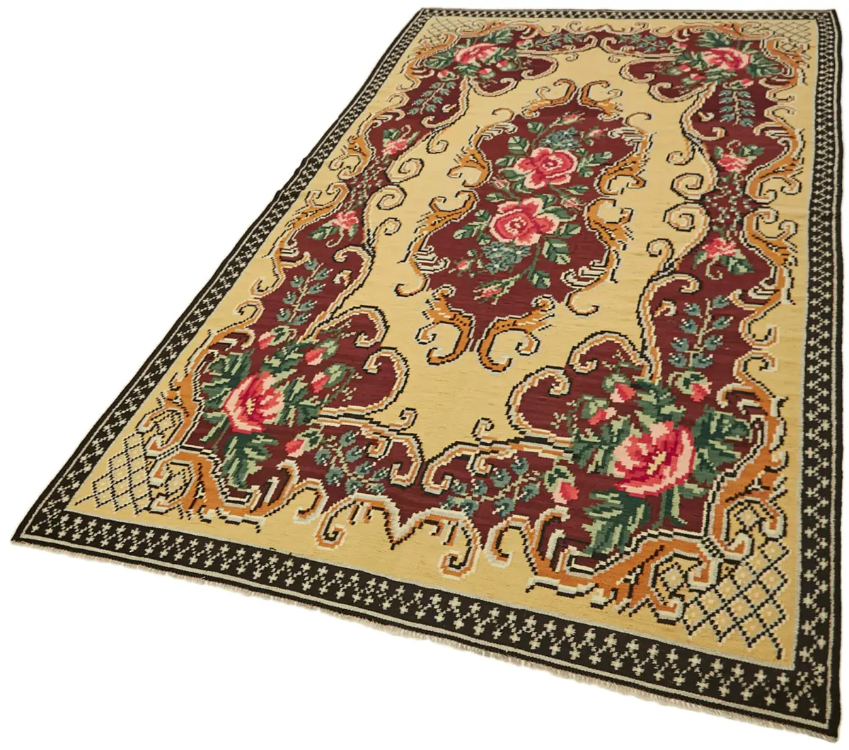 Moldovian Klasik Göbekli Multi Pamuk Üzerine Yün El Dokuma Kilim-172x307 - Görsel 3