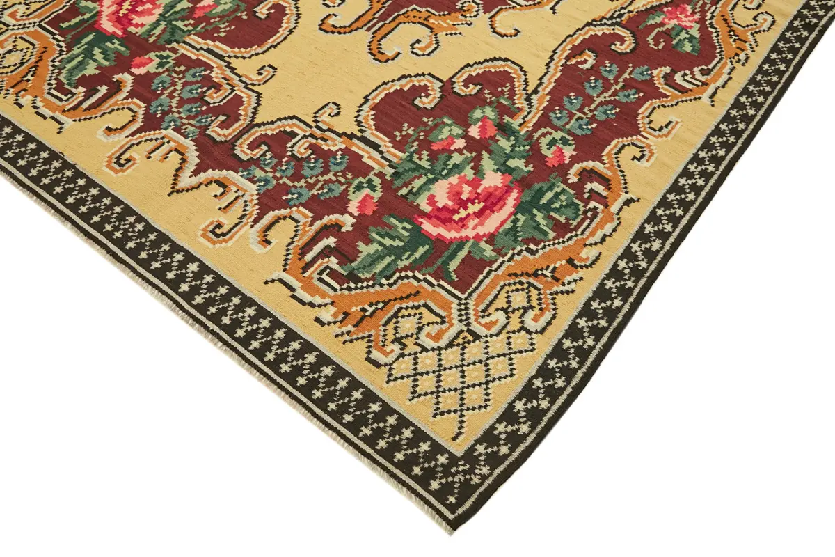 Moldovian Klasik Göbekli Multi Pamuk Üzerine Yün El Dokuma Kilim-172x307 - Görsel 4