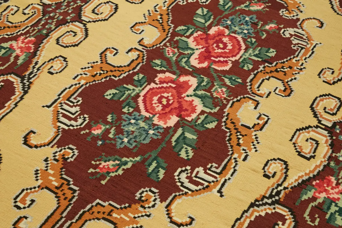 Moldovian Klasik Göbekli Multi Pamuk Üzerine Yün El Dokuma Kilim-172x307 - Görsel 5