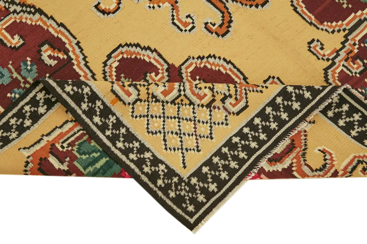 Moldovian Klasik Göbekli Multi Pamuk Üzerine Yün El Dokuma Kilim-172x307 - Görsel 6