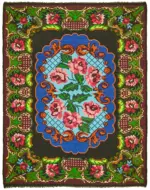 Moldovian Klasik Göbekli Multi Pamuk Üzerine Yün El Dokuma Kilim-200x252