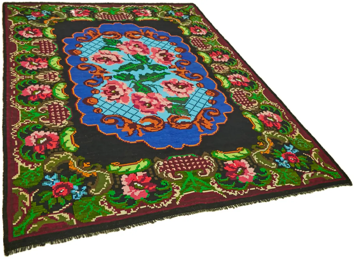 Moldovian Klasik Göbekli Multi Pamuk Üzerine Yün El Dokuma Kilim-200x252 - Görsel 2