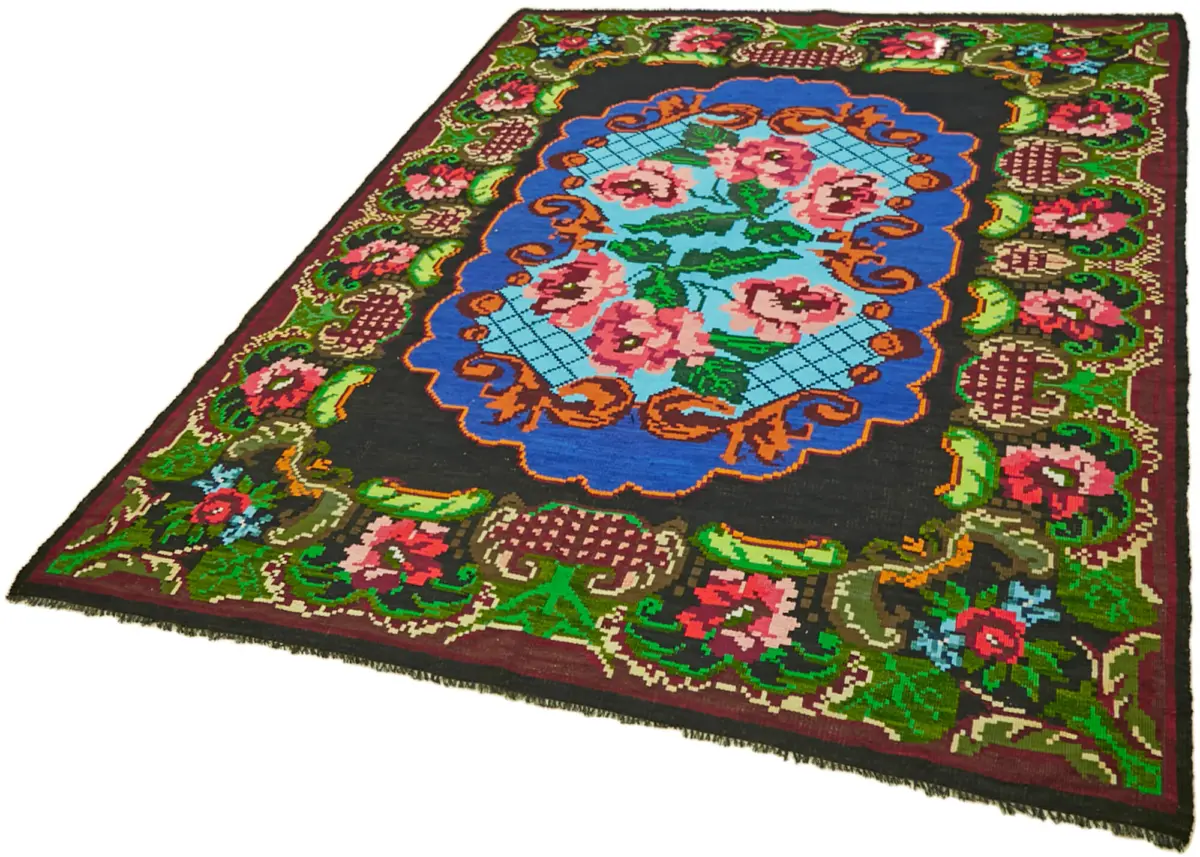 Moldovian Klasik Göbekli Multi Pamuk Üzerine Yün El Dokuma Kilim-200x252 - Görsel 3