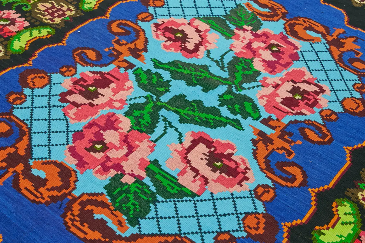 Moldovian Klasik Göbekli Multi Pamuk Üzerine Yün El Dokuma Kilim-200x252 - Görsel 5