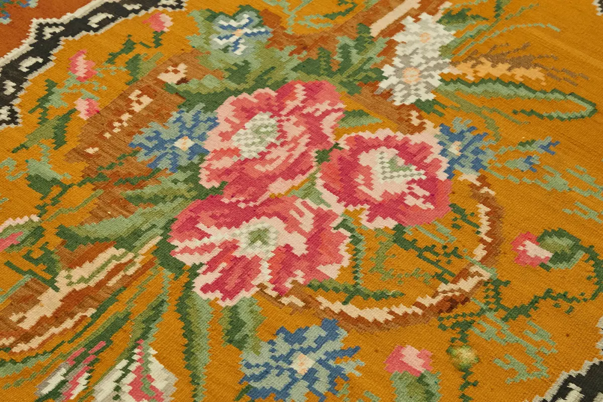 Moldovian Klasik Göbekli Multi Pamuk Üzerine Yün El Dokuma Kilim-170x266 - Görsel 5