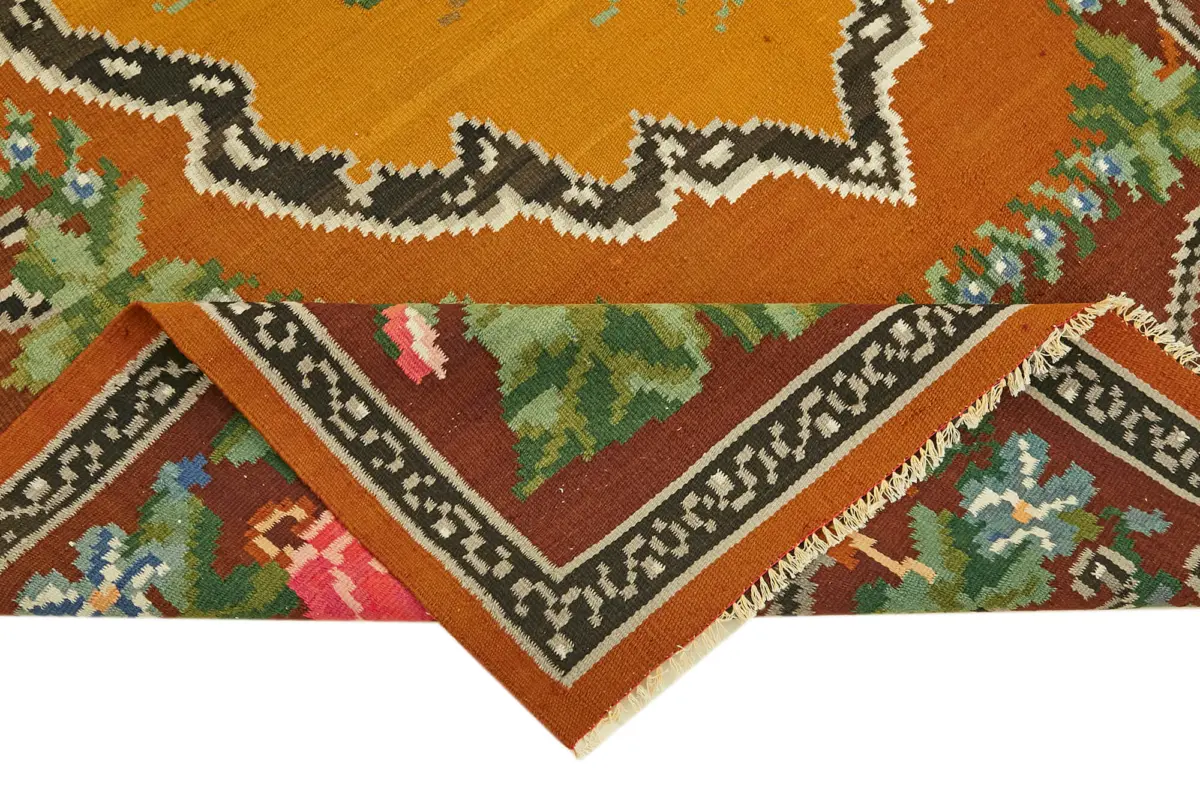 Moldovian Klasik Göbekli Multi Pamuk Üzerine Yün El Dokuma Kilim-170x266 - Görsel 6