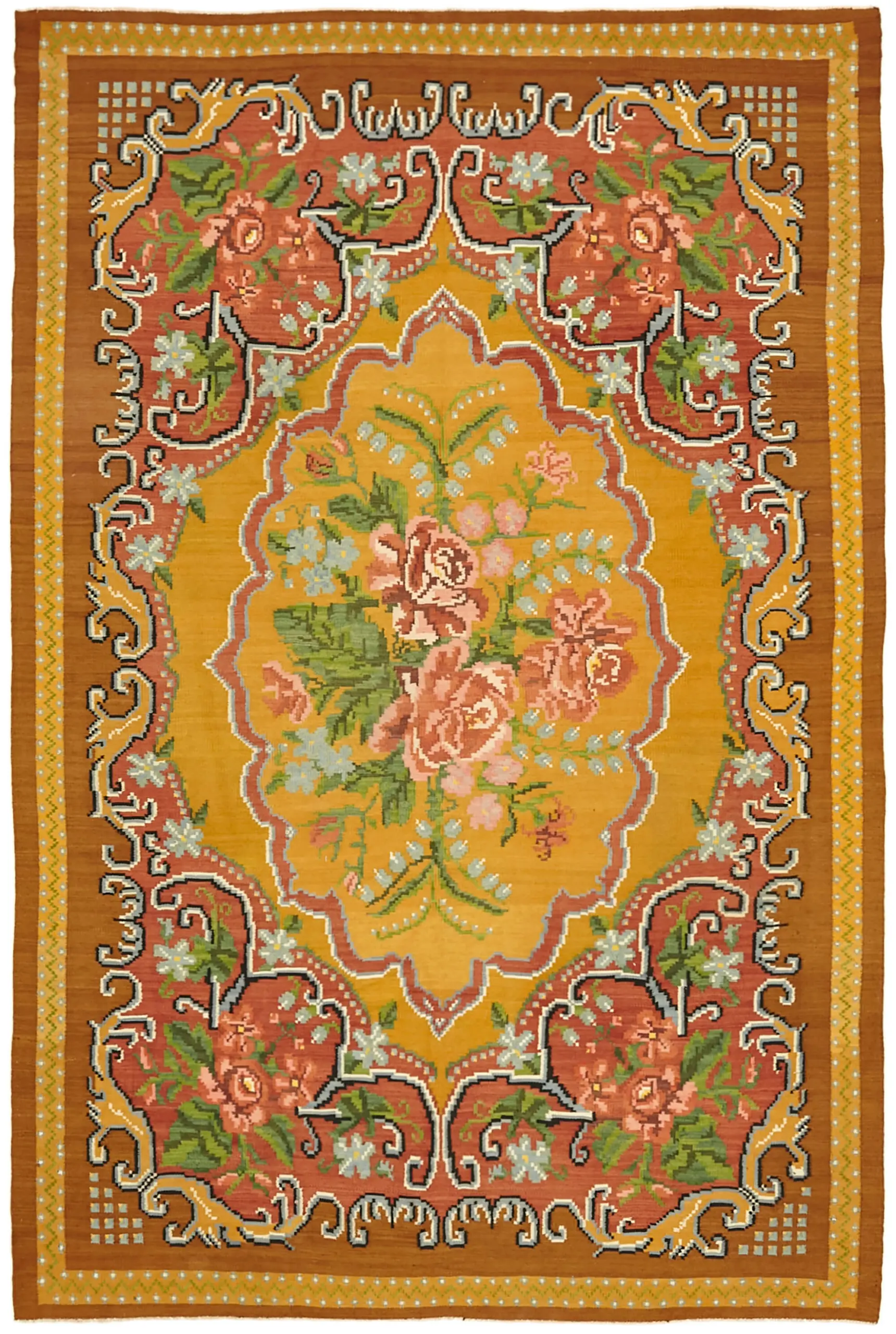 Rc_42706_0_Multicolor_Rose_Kilim_Rugs Moldovian Klasik Göbekli Multi Pamuk Üzerine Yün El Dokuma Kilim-200x296 - Görsel 1