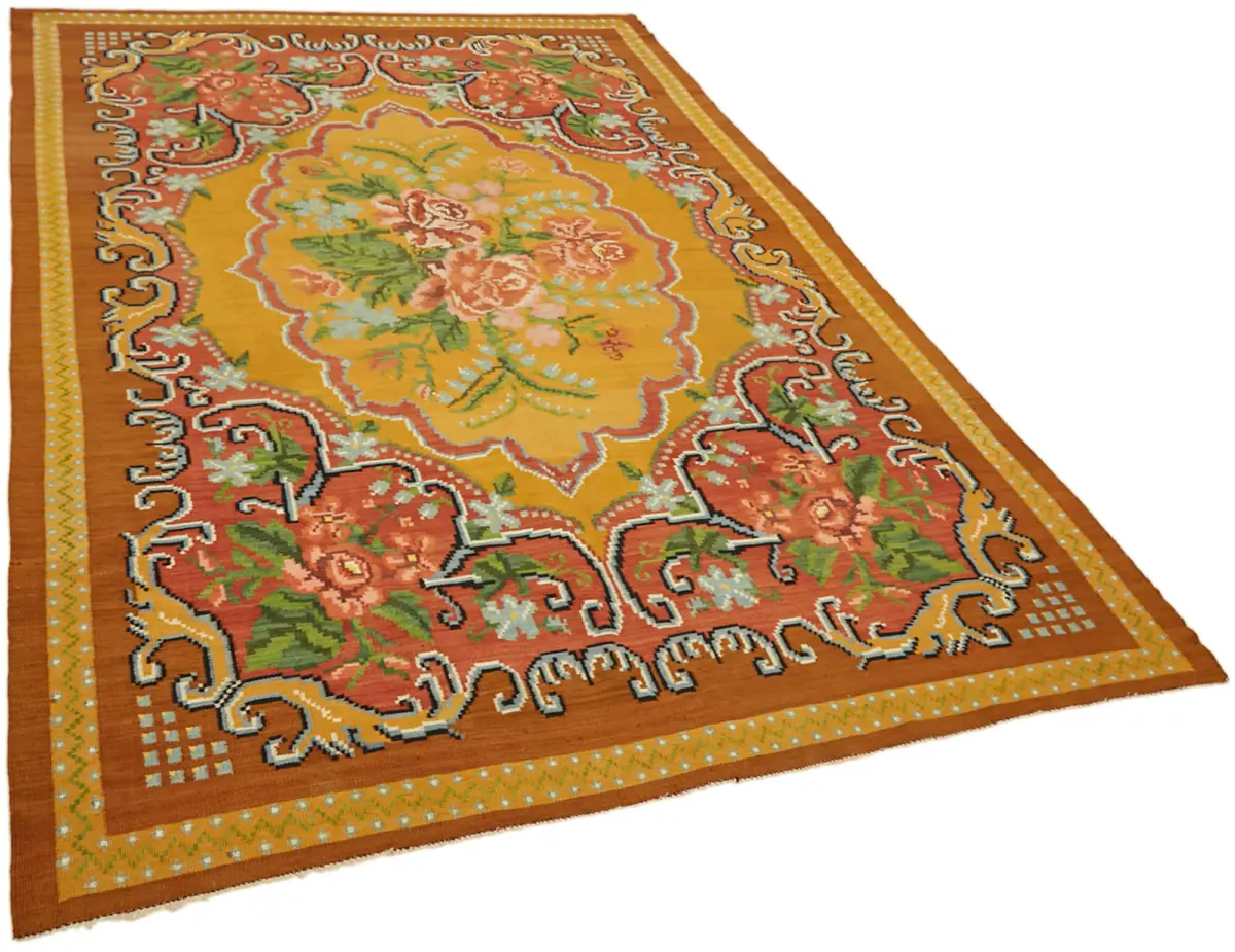 Moldovian Klasik Göbekli Multi Pamuk Üzerine Yün El Dokuma Kilim-200x296 - Görsel 2