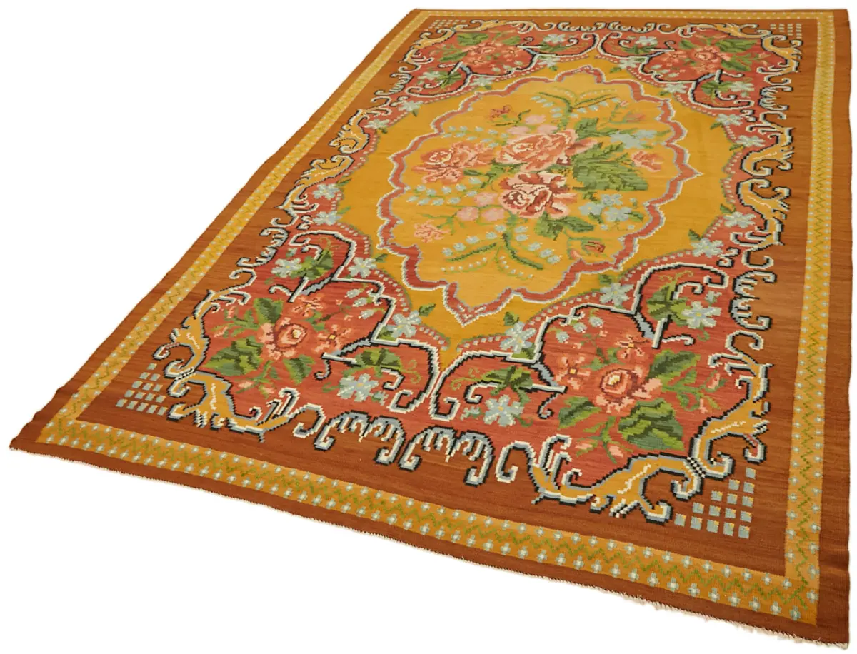 Moldovian Klasik Göbekli Multi Pamuk Üzerine Yün El Dokuma Kilim-200x296 - Görsel 3