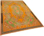 Moldovian Klasik Göbekli Turuncu Pamuk Üzerine Yün El Dokuma Kilim-175x261 - Görsel 2