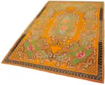 Moldovian Klasik Göbekli Turuncu Pamuk Üzerine Yün El Dokuma Kilim-175x261 - Görsel 3