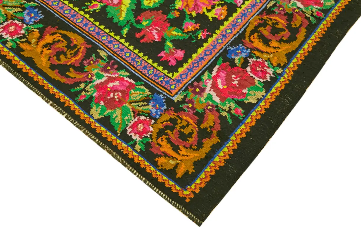 Moldovian Klasik Göbekli Multi Pamuk Üzerine Yün El Dokuma Kilim-189x260 - Görsel 4