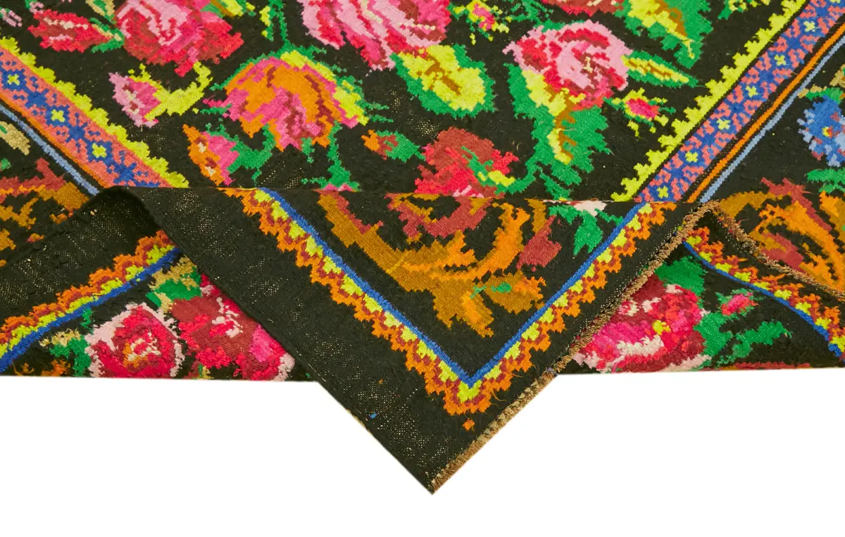 Moldovian Klasik Göbekli Multi Pamuk Üzerine Yün El Dokuma Kilim-189x260 - Görsel 6