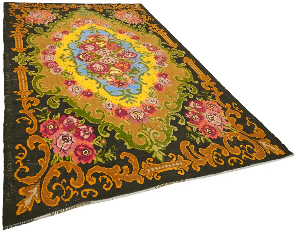 Moldovian Klasik Göbekli Multi Pamuk Üzerine Yün El Dokuma Kilim-208x325 - Görsel 2