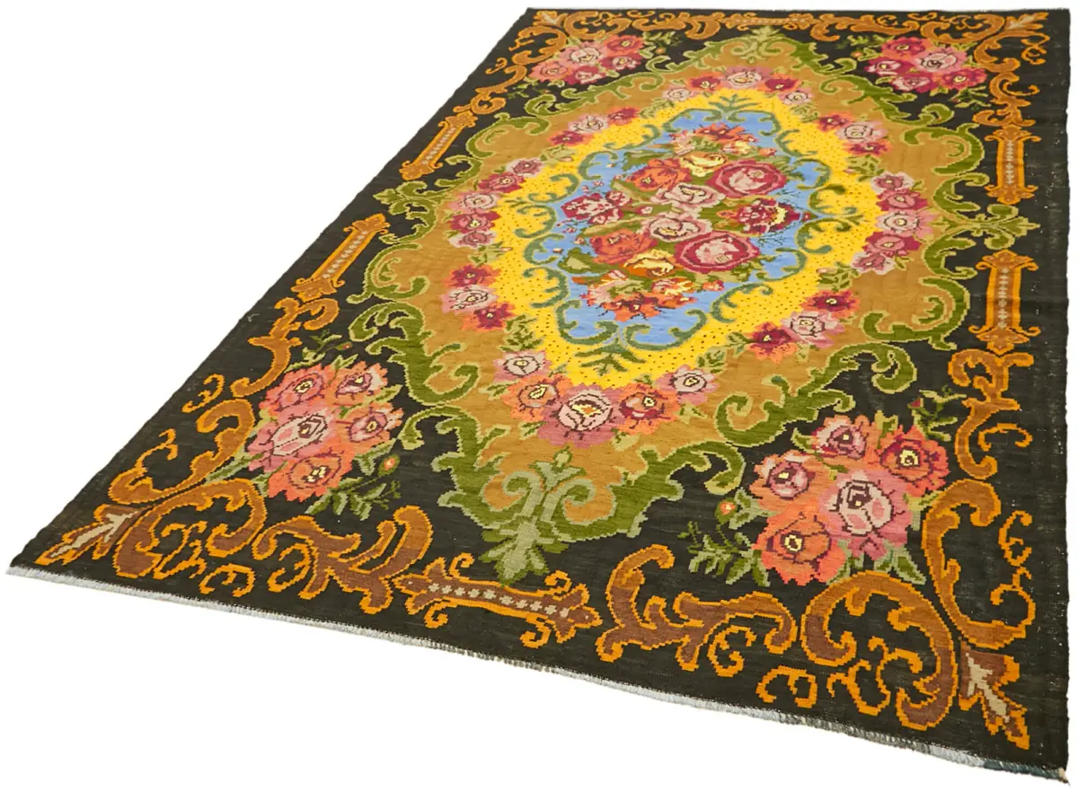 Moldovian Klasik Göbekli Multi Pamuk Üzerine Yün El Dokuma Kilim-208x325 - Görsel 3