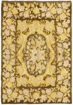 Moldovian Klasik Göbekli Kahverengi Pamuk Üzerine Yün El Dokuma Kilim-186x264