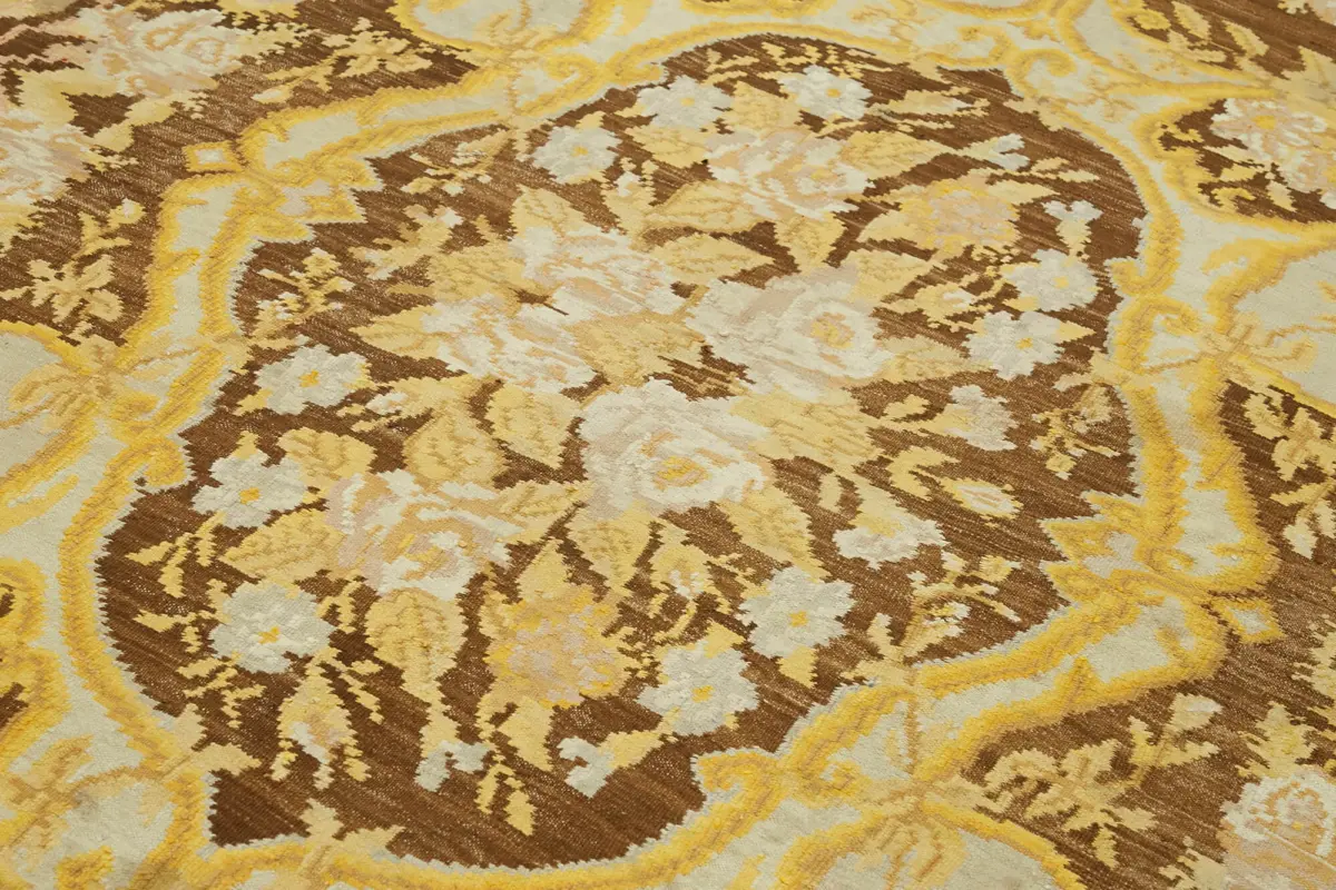 Moldovian Klasik Göbekli Kahverengi Pamuk Üzerine Yün El Dokuma Kilim-186x264 - Görsel 5