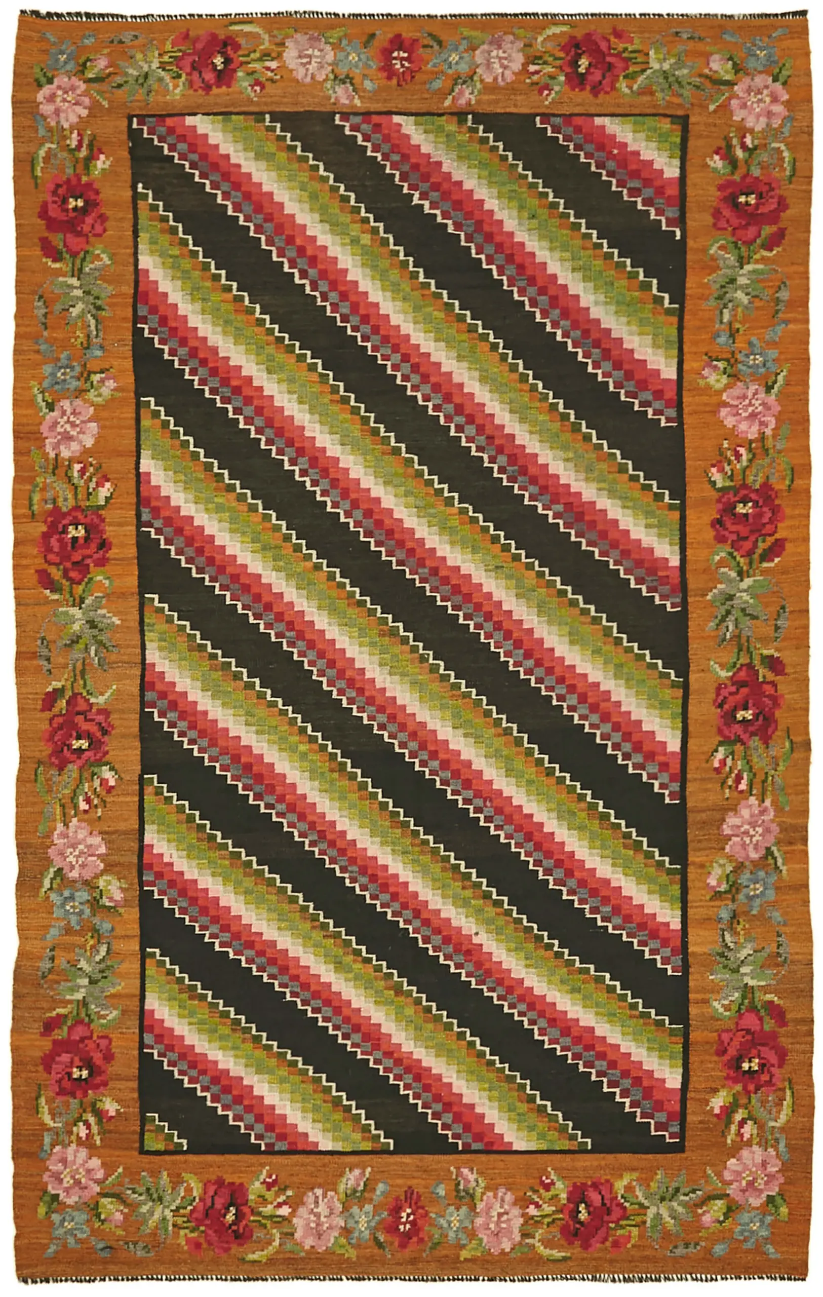 Rc_42714_0_Multicolor_Rose_Kilim_Rugs Moldovian Klasik Göbekli Multi Pamuk Üzerine Yün El Dokuma Kilim-166x254 - Görsel 1