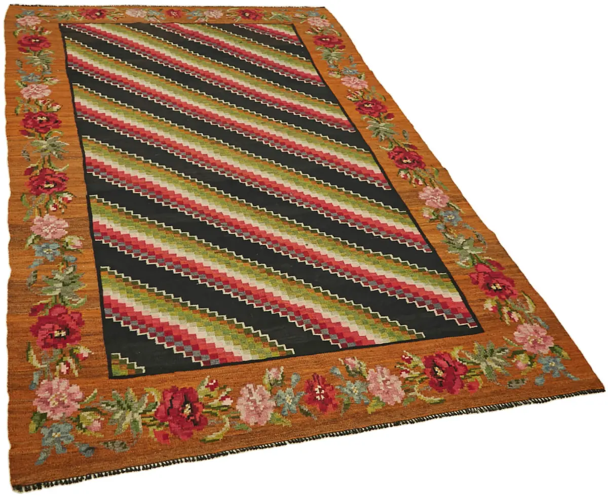 Moldovian Klasik Göbekli Multi Pamuk Üzerine Yün El Dokuma Kilim-166x254 - Görsel 2