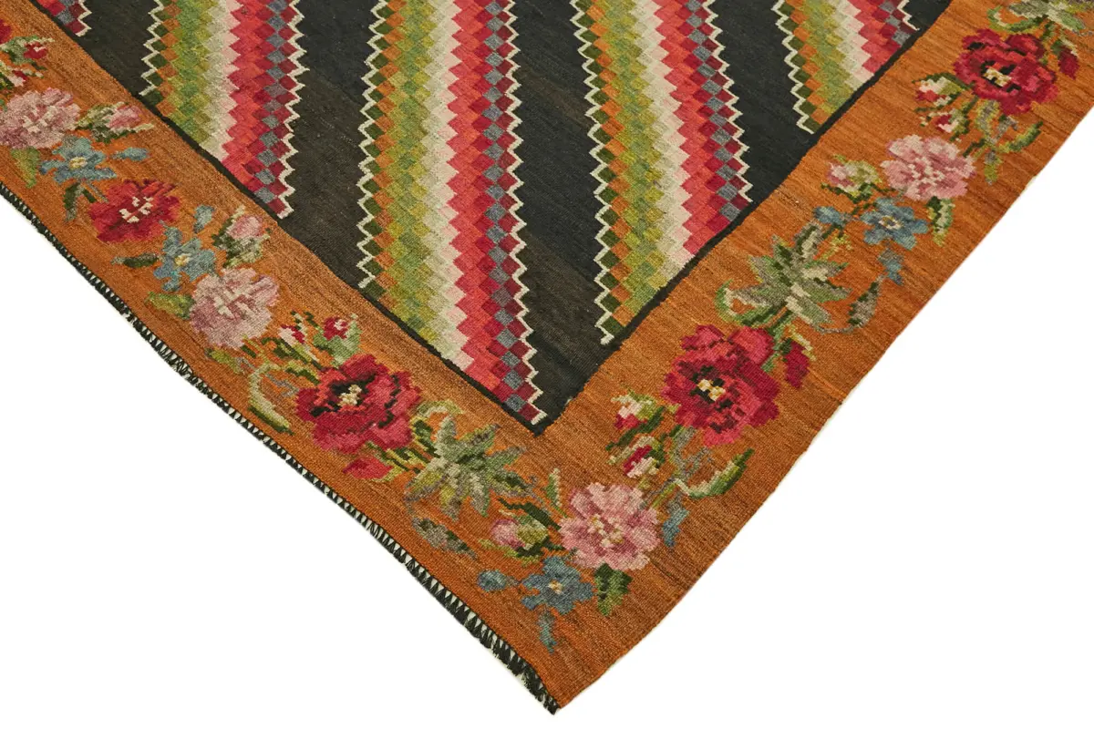 Moldovian Klasik Göbekli Multi Pamuk Üzerine Yün El Dokuma Kilim-166x254 - Görsel 4