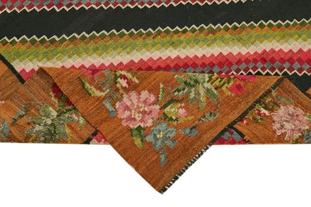 Moldovian Klasik Göbekli Multi Pamuk Üzerine Yün El Dokuma Kilim-166x254 - Görsel 6