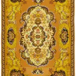 Moldovian Klasik Göbekli Sarı Pamuk Üzerine Yün El Dokuma Kilim-189x285