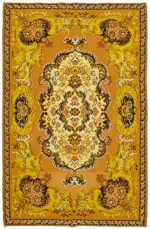 Moldovian Klasik Göbekli Sarı Pamuk Üzerine Yün El Dokuma Kilim-189x285