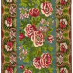 Moldovian Klasik Göbekli Multi Pamuk Üzerine Yün El Dokuma Kilim-165x313