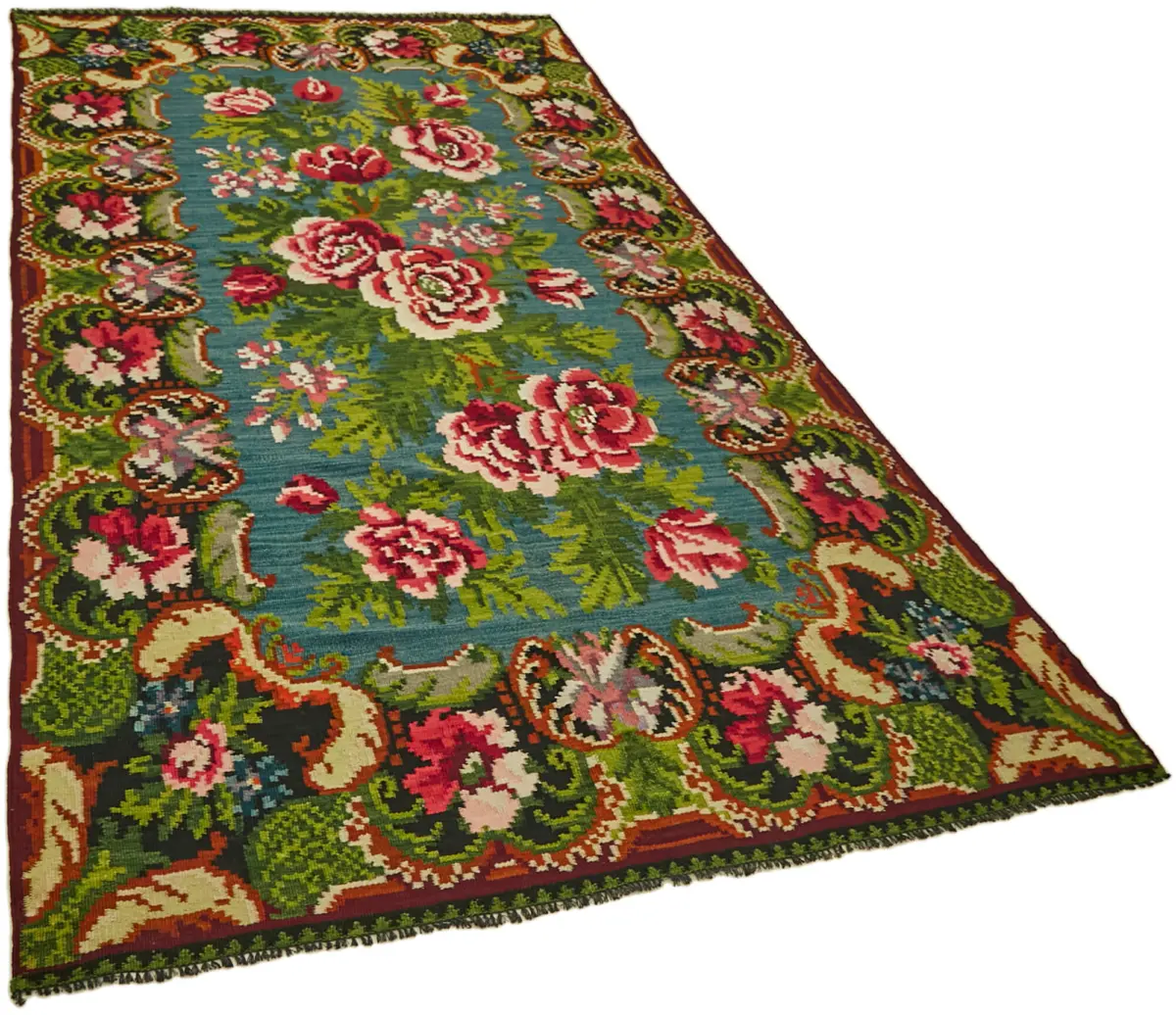 Moldovian Klasik Göbekli Multi Pamuk Üzerine Yün El Dokuma Kilim-165x313 - Görsel 2