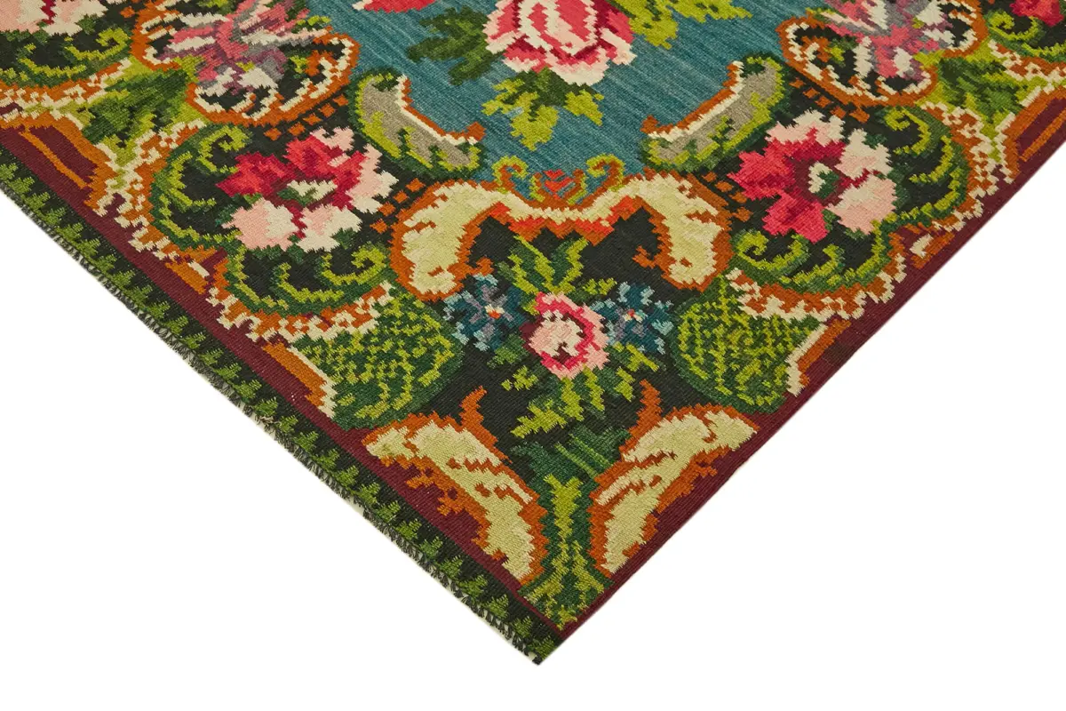 Moldovian Klasik Göbekli Multi Pamuk Üzerine Yün El Dokuma Kilim-165x313 - Görsel 4