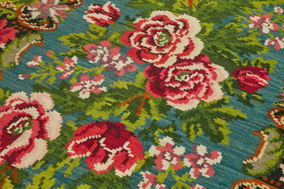 Moldovian Klasik Göbekli Multi Pamuk Üzerine Yün El Dokuma Kilim-165x313 - Görsel 5