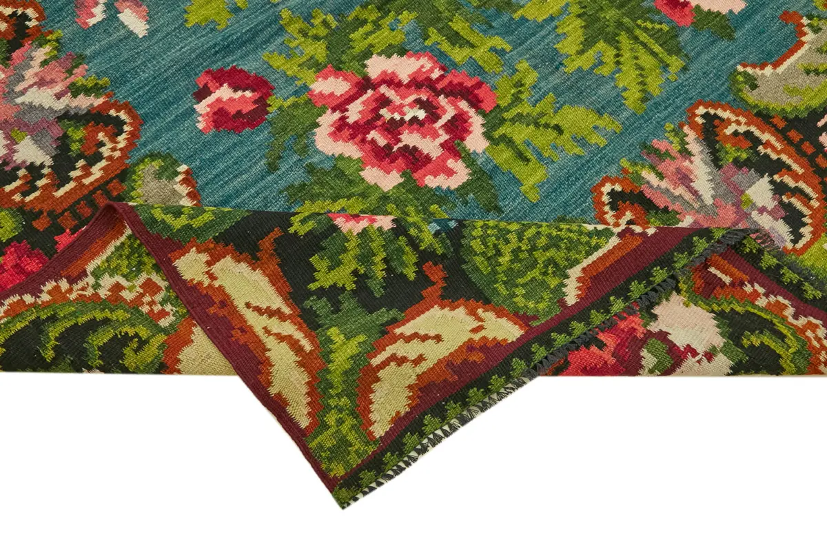 Moldovian Klasik Göbekli Multi Pamuk Üzerine Yün El Dokuma Kilim-165x313 - Görsel 6