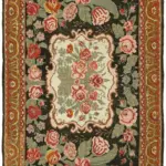 Moldovian Klasik Göbekli Multi Pamuk Üzerine Yün El Dokuma Kilim-197x304