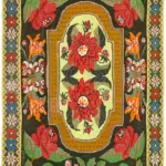 Moldovian Klasik Göbekli Multi Pamuk Üzerine Yün El Dokuma Kilim-203x343