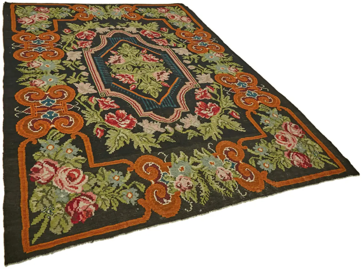 Moldovian Klasik Göbekli Multi Pamuk Üzerine Yün El Dokuma Kilim-218x310 - Görsel 2
