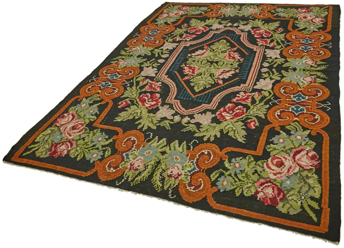 Moldovian Klasik Göbekli Multi Pamuk Üzerine Yün El Dokuma Kilim-218x310 - Görsel 3